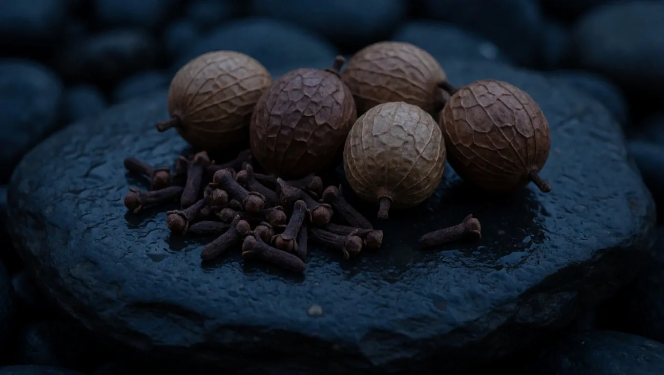Natural supplement ingredients under dawn light on a matte charcoal surface